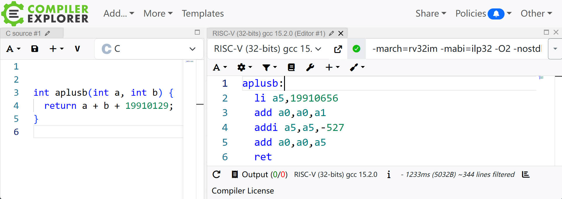 Compiler Explorer UI