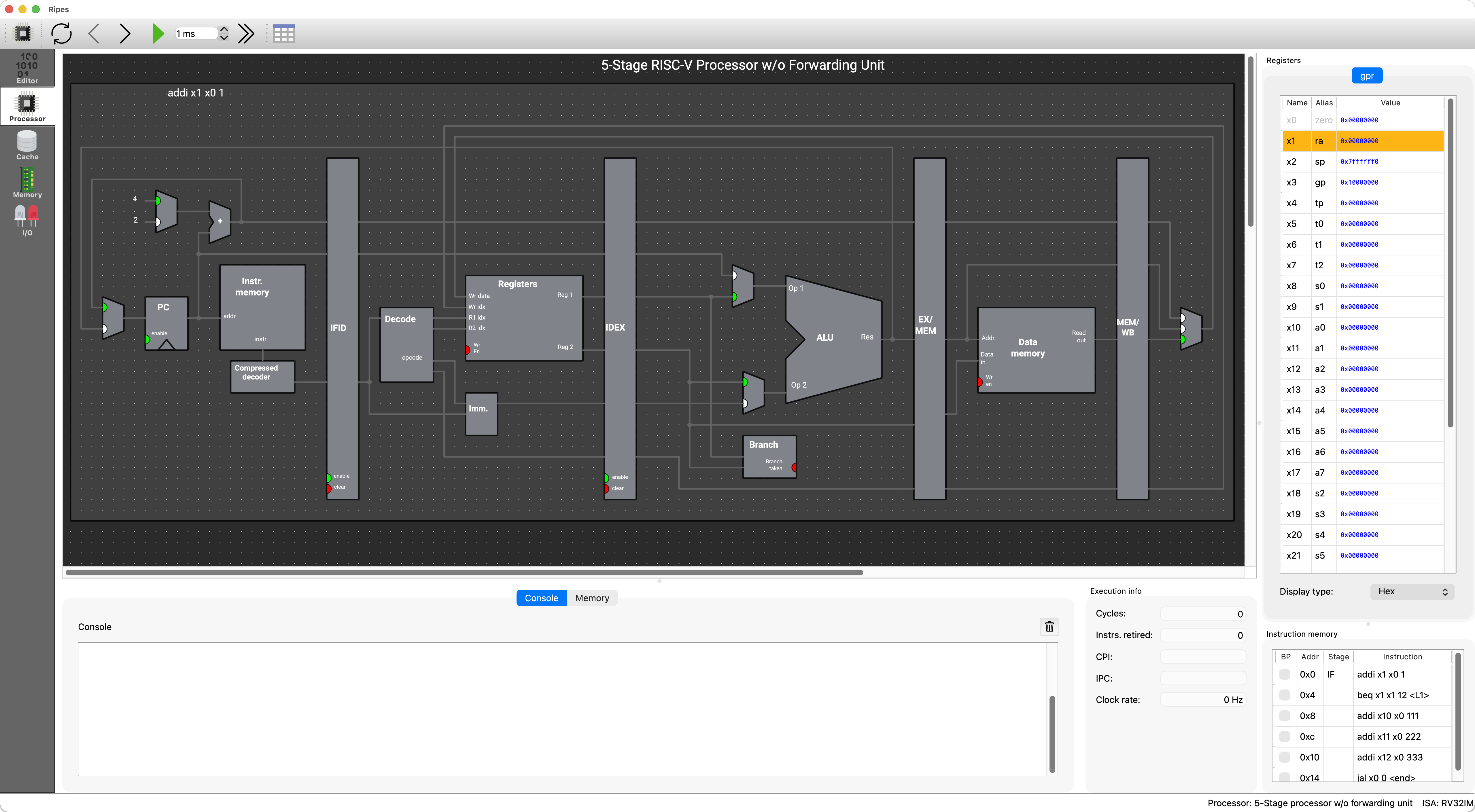 Ripes processor view